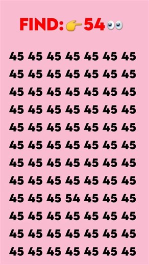 Try to find the odd number 54 with in 5 second 👀 #youtubeshorts