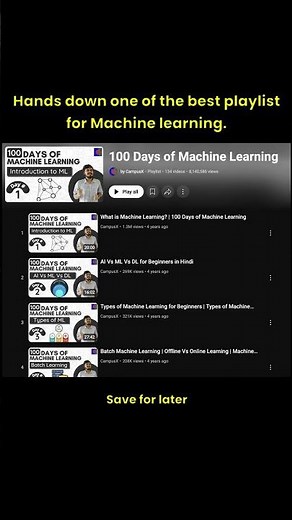 🤖 The ML Playlist You’ll Wish You Found Earlier #ml #machinelearning #code #python #ai