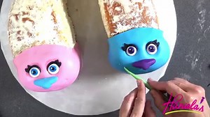 371K views · 350 reactions | Satin is the pink one and Chenille is the Blue one. Yes, I’m talking about fashionable twins from the Trolls movie. ➡️Cake recipe and buttercream recipe https://www.hanielas.com/satin-chenille-trolls-cake/ | Haniela's | Facebook
