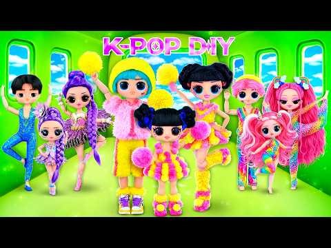 DIY Cardboard & Fluffy Makeover: K-Pop Demon Hunters in Airplane! Crafts for Cheerleader Dolls