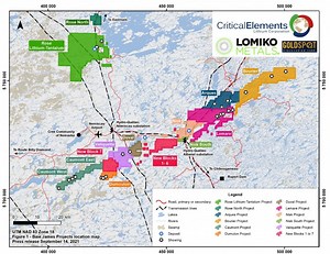 Critical Elements Lithium and Lomiko Metals identify Bourier project lithium targets and report discoveries using GoldSpot Discoveries’ Artificial Intelligence methods