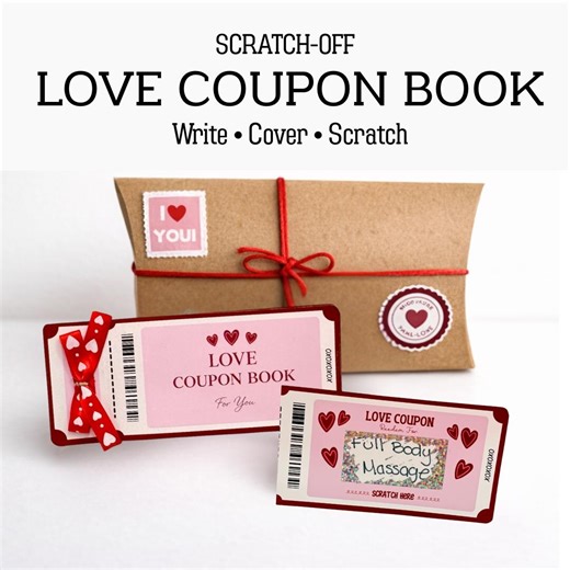 Scratch off Love Coupon Book | Romantic Coupon Book for Couples | Blank Love Coupons DIY Gift | Holographic Scratch Stickers - Etsy