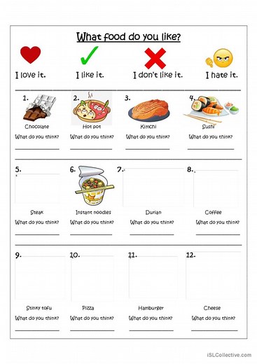 Like and Dislike - Food