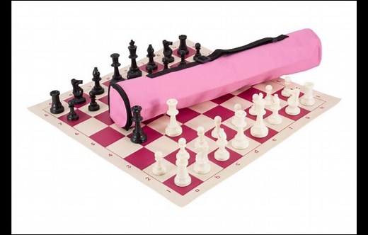 Quiver Chess Set Combination - Triple Weighted - by US Chess Federation (Red)