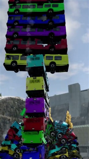 Epic Falling Buses Challenge 😱 BeamNG Drive #shorts #reels #automobile