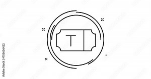ticket animated outline icon. ticket rotation appearance 4k video animation for web, mobile and ui design