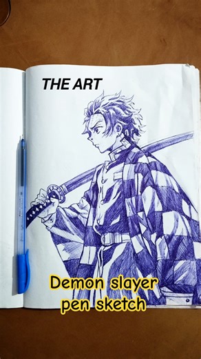 Demon slayer pen sketch 🔥#pensketch #demonslayer #animedrawing#shorts#tanjiro #demonslayercharacter