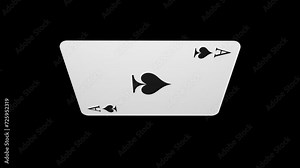 Rotating Ace of Pike Playing Poker Card Animation, on Alpha Channel, Loop