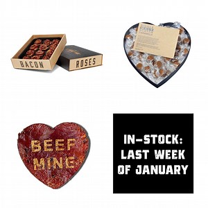 4.9K views · 82 reactions |  AVAILABILITY UPDATE  Bacon Roses, Meathearts™, and Single Malt Scotch Caramel Heart Boxes will be in-stock the last week of January. Shop here to Win Valentine's: manlymanco.com/valentines | Manly Man Co. | Facebook