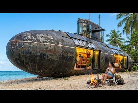 100 Days Solo Survival & Building a an Abandoned Kilo-class Submarine on a Remote Pacific Island