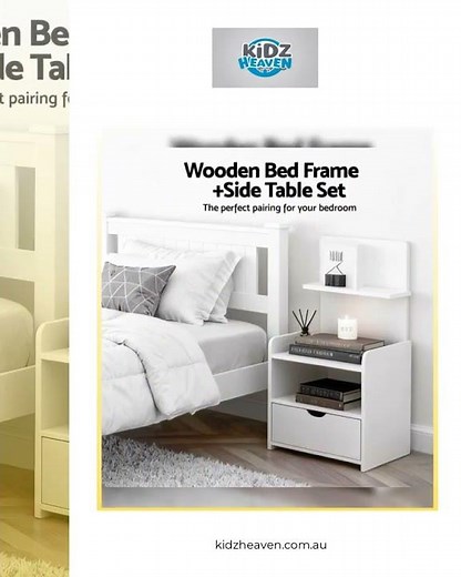 Artiss King Single Bed Frame and Bedside Table White