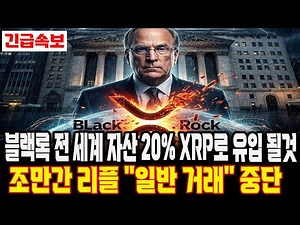 [리플 전망]블랙록 전 세계 자산 20% XRP로 유입 될것!조만 간 리플 "일반 거래"중단