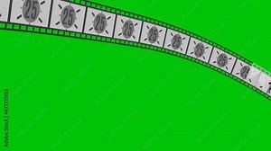 there is a countdown on a film that flies and rolls. video footage animation computer clip