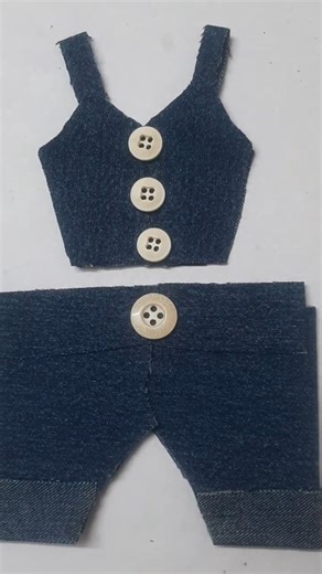 DIY Doll Denim Outfit 👗 | Barbie Top & Pant from Old Jeans ✂️#heygoogle#barbie #tiktok#doll#clothes