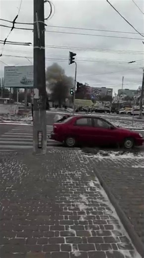 Russian drone attacking bus stop in Kyiv region