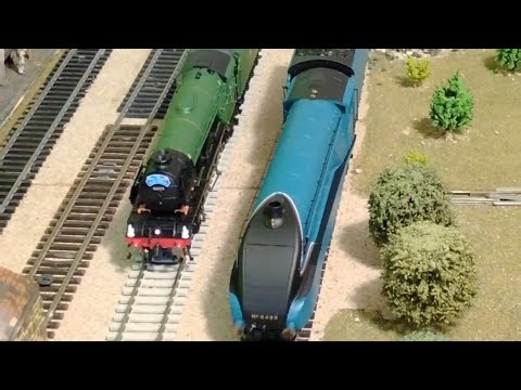 Running my class A4 and my class A3 flying Scotsman on the model railway