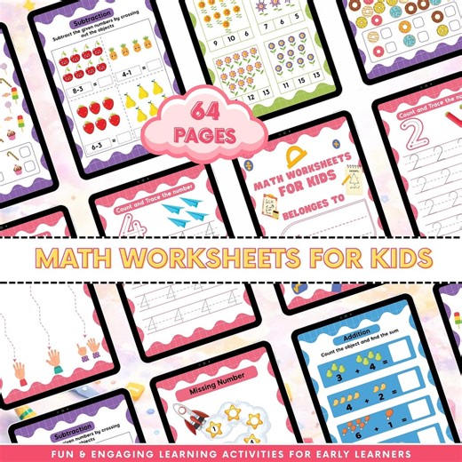 Math Worksheets for Kids Printable | Preschool & Kindergarten Learning Activities | Homeschool Math Practice Sheet PDF - Etsy
