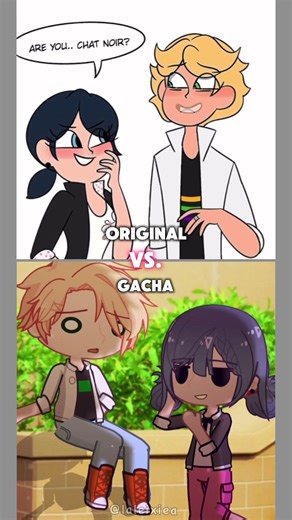 Reverse reveal—Original vs. #gacha version (all credits to @PhantomSavage) #miraculousladybug