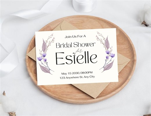 Simple Bridal Shower Invitation Template, Editable Bridal Shower Invite, Minimalist Wedding Shower Invitation, Clean Modern Printable Invite - Etsy