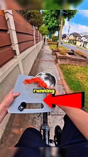 He literally made breakfast while riding his bike... and it actually worked! 🚴🍔😳