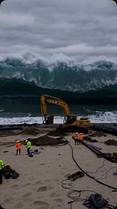 666K views · 2.7K reactions | Well that wasn’t in the Blueprint  #construction #excavator #ocean #wave #tidalwave #tsunami | Status.ai | Facebook