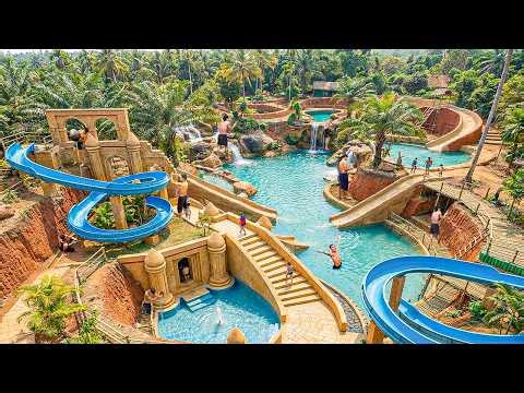 180 Days Building a Luxury Clay Water Park with Spiral Slides & Waterfall Pools Using Primitive Tool