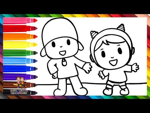 Zeichnen und Ausmalen von Pocoyo und Nina 👶❤️👧 Zeichnungen für Kinder