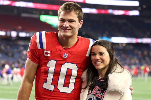 Drake Maye's wife rocks custom Patriots gear to 2026 AFC Championship