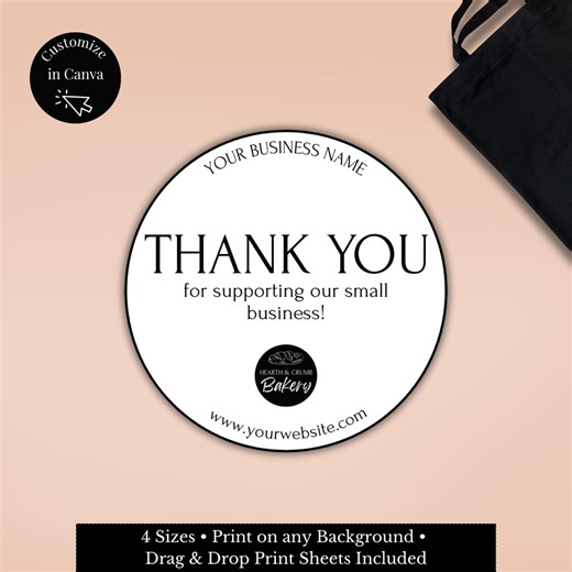 Editable Thank You Sticker Template: Minimalist Small Business Packaging (digital Download) - Etsy