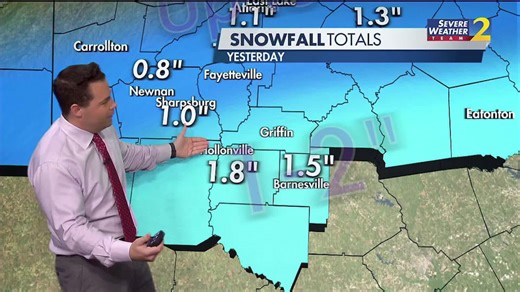 Winter storm: Here are the snow totals for metro Atlanta, south Georgia