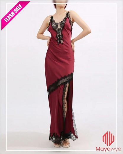 Slit Lace Detail Maxi Cami Dress