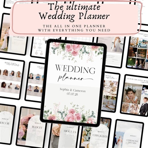 Luxury Editable Wedding Planner Canva Template | All-in-one Digital Planner | Romantic Hyperlinked Binder - Etsy
