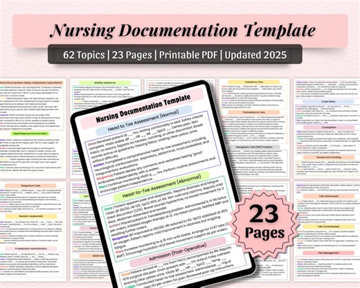 Nursing Documentation Template for Nursing Students | Nursing Notes Template | Nurse Documentation | New Nurse Charting Guide | 60  Topics - Etsy