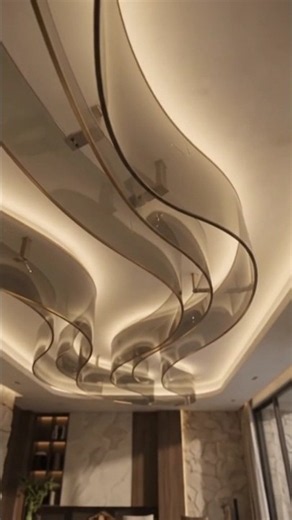 This Ceiling Looks Like Glass Waves Floating in the Air… 🤯✨