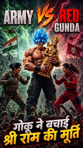 Army Vs Red GUNDA👊 गोकू ने बचाई श्री राम की मूर्ति 😡 गोकू जीत गया.🤩 #shortsfeed #army #trend #idsonu