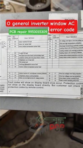 o general nverter AC error code | new window AC o general error list | PCB repair o general Inverter