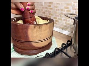 How to make fresh pounded yam Using mortar and pestle From start to finish