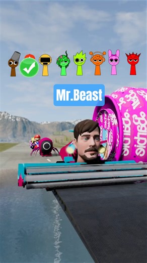 BeamNG.Drive Huggy wuggy & Mario & Sprunki & Gammy Bear & Barbie VS Barbie Bolard In BeamNG.Drive