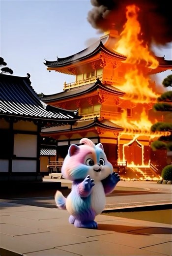 Cute Furry Monster DESTROYS the Gold Temple! 😍💥 #shorts #goldtemple #kyoto