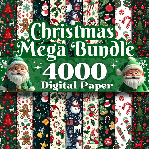 4000  Mega Christmas Digital Paper Pack, Christmas Wallpaper, Christmas Scrapbook Paper, Christmas Background, Christmas Patterns and Paper - Etsy Canada