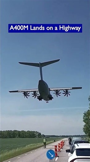 French A-400M Lands on Swedish Highway in Military Exercise