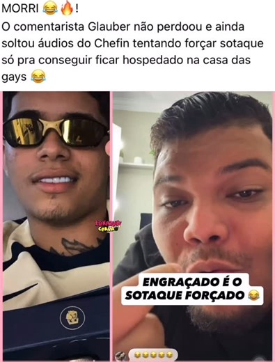Fuxiquei ceara 👀 💣 on Instagram: "NÃO AGUENTO 😂💀! Após @_menor._k_ e @eufabioreserva_ofcl saírem de Fortaleza rumo à Bahia pra “se destacar”, chegando em Salvador a trans que faria o job deixou os dois no vácuo 😬👀 Detalhe IMPORTANTÍSSIMO: o pobi do Chefin foi de avião ✈️ e voltou foi de Guanabara 😂🚌 E pra fechar com chave de ouro, o comentarista @glauberglauc1 EXPÔS áudios do Chefin forçando sotaque de outra cidade só pra arrumar onde dormir Que humilhação, Brasil! 👉 Tudo isso por um C*