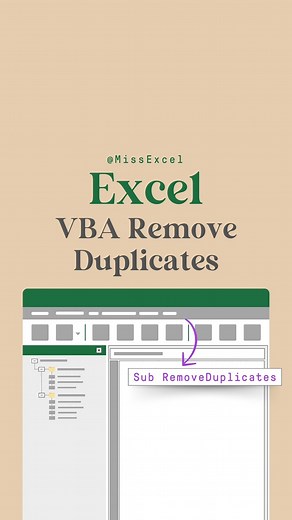Remove duplicates using VBA 🤯✨ For more VBA hacks, register for my FREE live Excel class using the link in my bio ✨ | Miss Excel