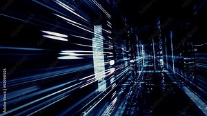 Video Background 1479: Traveling through a maze of digital data (Video Loop).