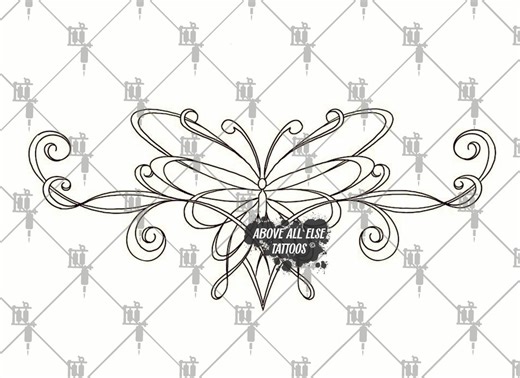 Swirly Tribal Filigree Butterfly Tattoo Lineart - Etsy