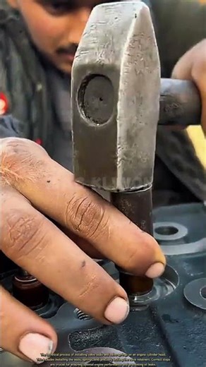 A technician installs valve seals and valve springs on an engine cylinder head.