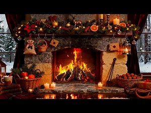 Winter Fireplace 🔥 Peaceful Cabin Ambience with Snowfall for Relaxation