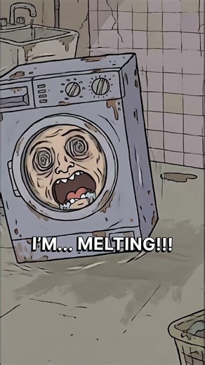 "Washing Machine Got Dizzy After 1200 Spin" 🌀 #brainrot #animation #householdhooligans