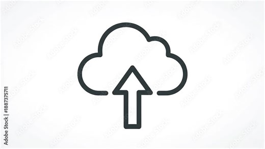 uploading file to cloud storage Line animation, Cloud Upload Line Icon, Data Transfer and Storage Symbol