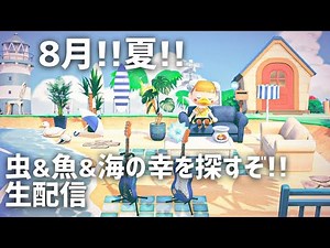 【あつ森】8月夏の虫&魚&海の幸をゆるりと探すぞ！【あつまれどうぶつの森 | ライブ | 生配信】